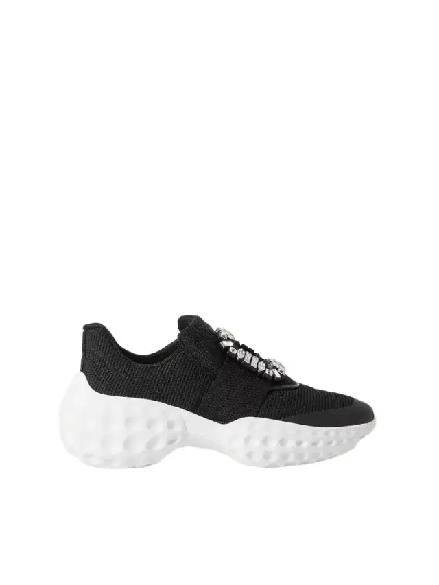 Roger Vivier Viv Run Crystal-embellished Neoprene, Mesh And Leather Sneakers