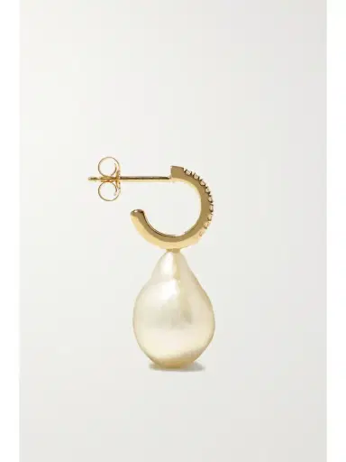 Mizuki 14-karat Gold, Pearl And Diamond Hoop Earrings | Thumbnail 3 Mizuki 14-karat Gold, Pearl And Diamond Hoop Earrings | Thumbnail 3