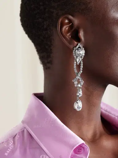 Balenciaga Palazzo Silver-tone Crystal Earrings | Thumbnail 2