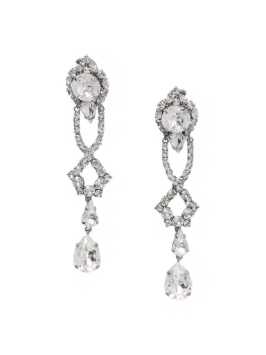 Balenciaga Palazzo Silver-tone Crystal Earrings | Thumbnail 1
