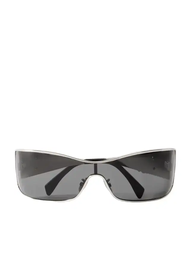 Rectangular-frame Silver-tone Sunglasses