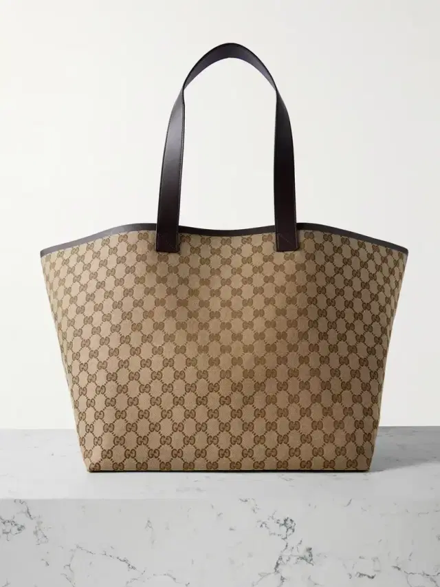 Super Leather-trimmed Printed Coated-canvas Tote