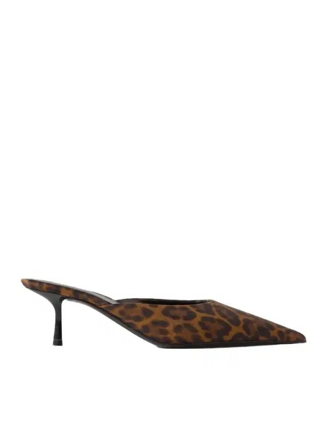 Barbara Leopard-print Twill Point-toe Pumps