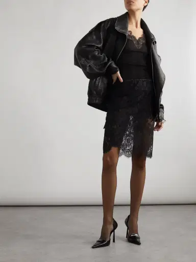 Saint Laurent Lace-trimmed Ribbed Silk-jersey Tank Top | Thumbnail 2