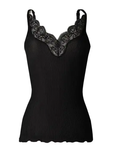 Saint Laurent Lace-trimmed Ribbed Silk-jersey Tank Top | Thumbnail 1