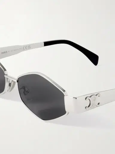 CELINE Eyewear Triomphe Hexagon-frame Silver-tone Sunglasses | Thumbnail 4 CELINE Eyewear Triomphe Hexagon-frame Silver-tone Sunglasses | Thumbnail 4