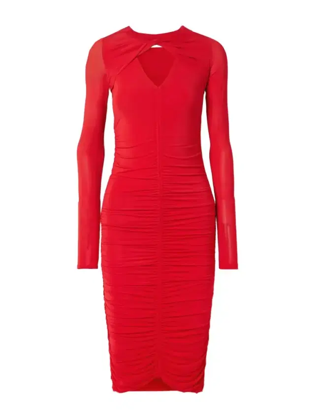 Volgane Cutout Ruched Stretch-jersey Midi Dress