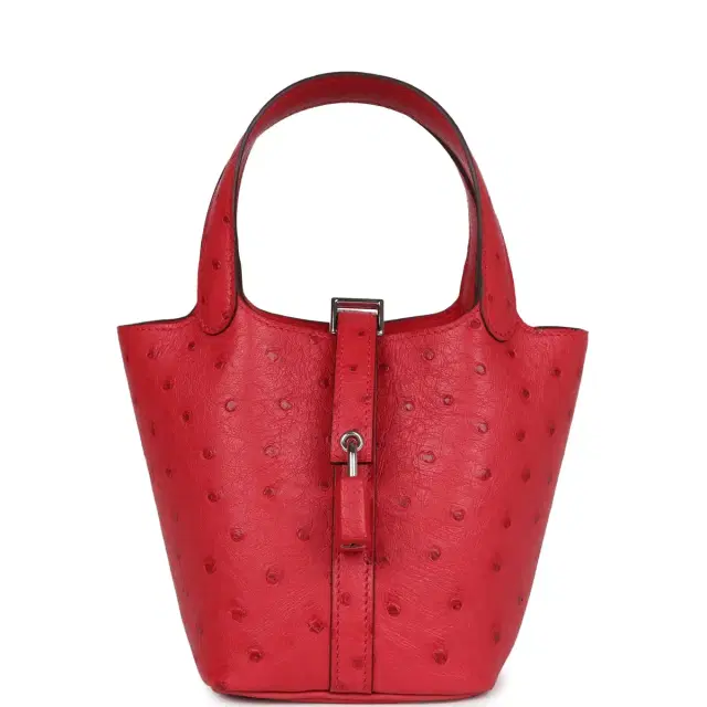 HERMÈS Hermes Micro Picotin Lock 14 Bougainvillea Ostrich Palladium Hardware