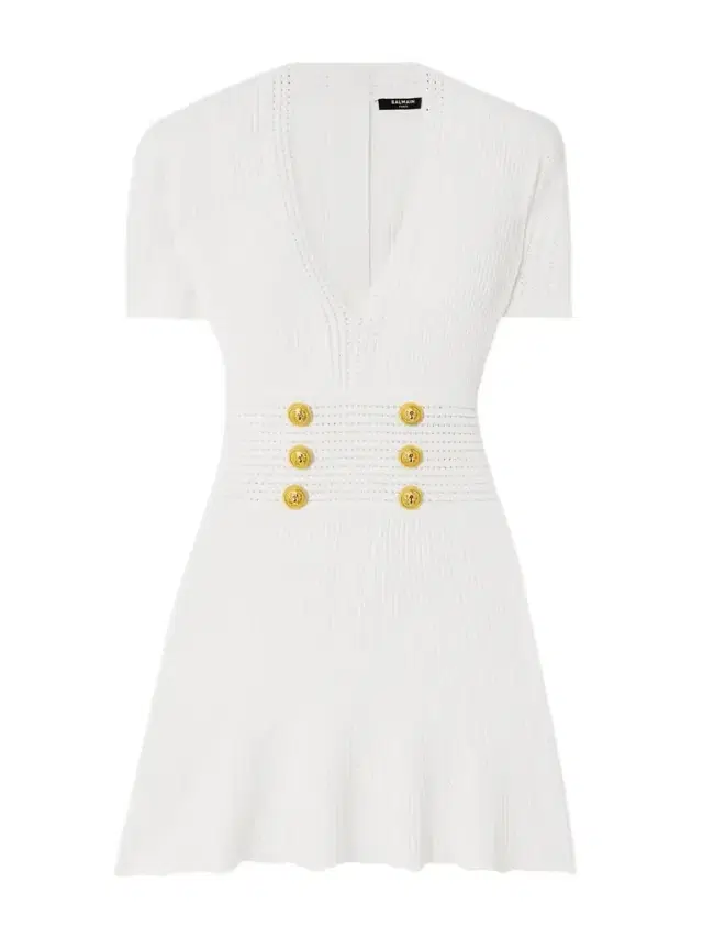 Button-embellished Knitted Mini Dress