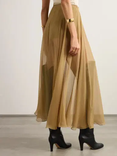 Chloé Pleated Silk-mousseline Midi Skirt | Thumbnail 4 Chloé Pleated Silk-mousseline Midi Skirt | Thumbnail 4