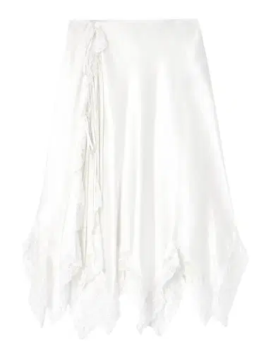 Chloé Asymmetric Tie-detailed Lace-trimmed Silk-satin Midi Skirt | Thumbnail 1