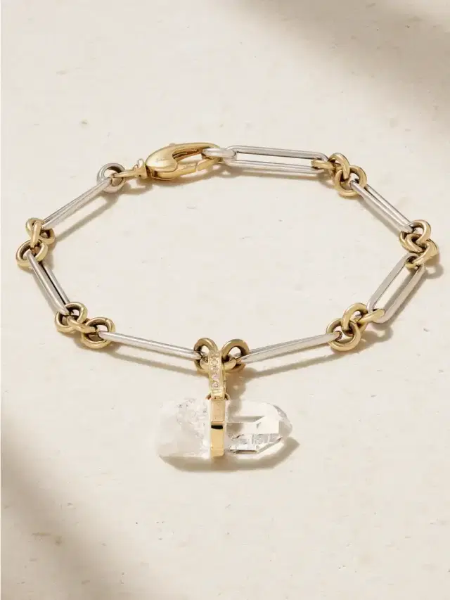 JIA JIA Jumbo 14-karat Yellow And White Gold, Quartz And Diamond Bracelet
