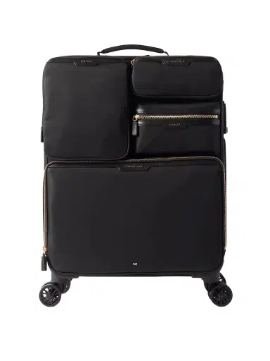 Anya Hindmarch Shorthaul Trolley Leather-trimmed Econyl® Suitcase | Thumbnail 1 Anya Hindmarch Shorthaul Trolley Leather-trimmed Econyl® Suitcase | Thumbnail 1