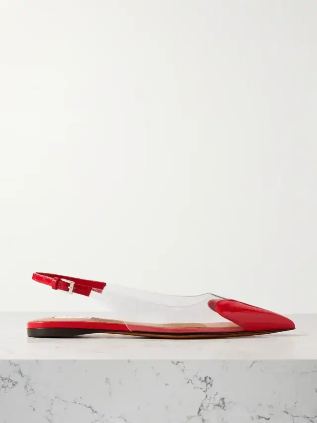 Le Cœur Pu And Patent-leather Slingback Point-toe Flats