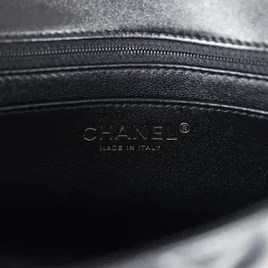 Chanel Chanel Mini Rectangular Crystal Top Handle Flap Bag Black Lambskin Light Gold Hardware | Thumbnail 10