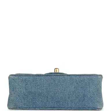 Chanel Vintage Chanel Mini Square Flap Bag Blue Denim Gold Hardware | Thumbnail 5