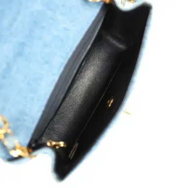 Chanel Vintage Chanel Mini Square Flap Bag Blue Denim Gold Hardware | Thumbnail 7