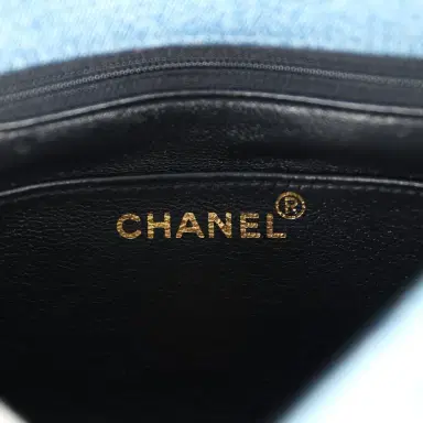 Chanel Vintage Chanel Mini Square Flap Bag Blue Denim Gold Hardware | Thumbnail 8