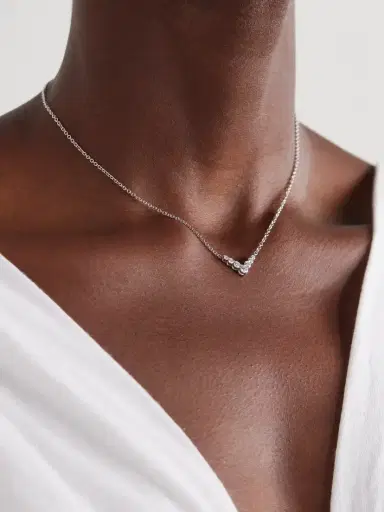 Melissa Kaye Aria V Mini 18-karat White Gold Diamond Necklace | Thumbnail 2