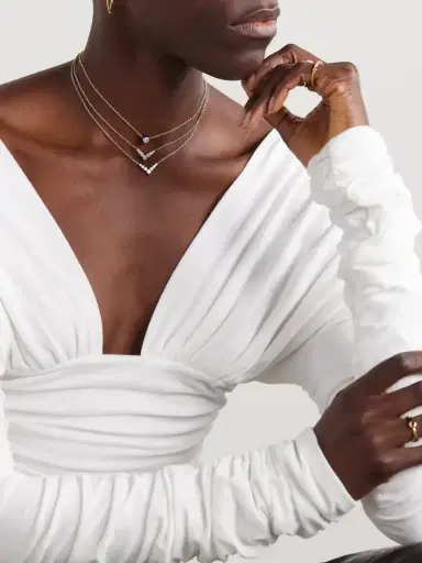 Melissa Kaye Aria V Mini 18-karat White Gold Diamond Necklace | Thumbnail 5