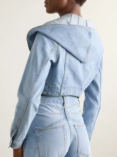 Alaïa Cropped Denim Hooded Jacket | Thumbnail 3 Alaïa Cropped Denim Hooded Jacket | Thumbnail 3