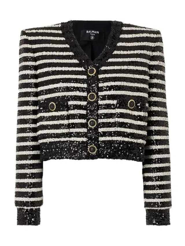 Striped Sequin-embellished Cady Jacket