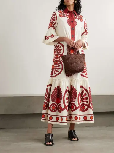 La DoubleJ Artemis Tiered Gathered Printed Cotton Maxi Shirt Dress | Thumbnail 2