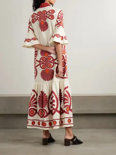 La DoubleJ Artemis Tiered Gathered Printed Cotton Maxi Shirt Dress | Thumbnail 3