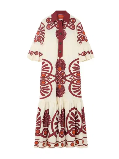 La DoubleJ Artemis Tiered Gathered Printed Cotton Maxi Shirt Dress | Thumbnail 1
