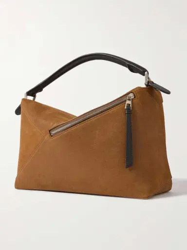 Loewe Puzzle Edge Large Leather-trimmed Suede Shoulder Bag | Thumbnail 3 Loewe Puzzle Edge Large Leather-trimmed Suede Shoulder Bag | Thumbnail 3
