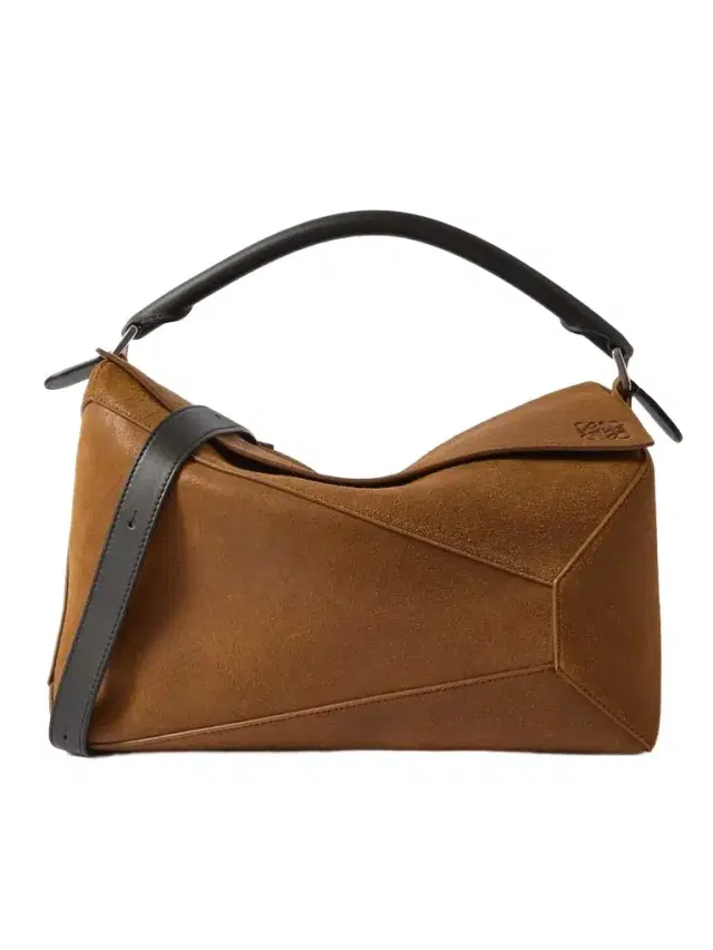 Puzzle Edge Large Leather-trimmed Suede Shoulder Bag