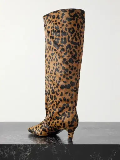 TOTEME The Wide Shaft Leopard-print Calf Hair Knee Boots | Thumbnail 3