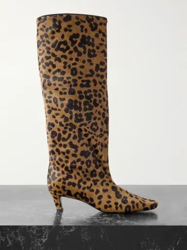 TOTEME The Wide Shaft Leopard-print Calf Hair Knee Boots | Thumbnail 1