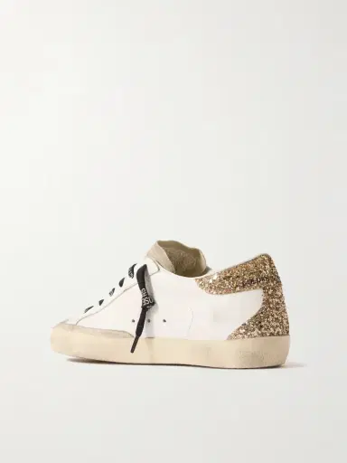 Golden Goose Super-star Distressed Suede-trimmed Glittered Leather Sneakers | Thumbnail 3 Golden Goose Super-star Distressed Suede-trimmed Glittered Leather Sneakers | Thumbnail 3