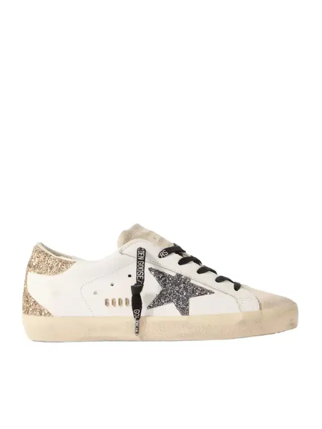 Golden Goose Super-star Distressed Suede-trimmed Glittered Leather Sneakers