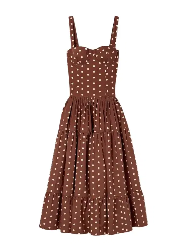 Santiago Tiered Polka-dot Cotton-poplin Midi Dress