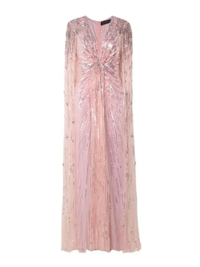Gold Rush Embellished Cape-effect Tulle Gown
