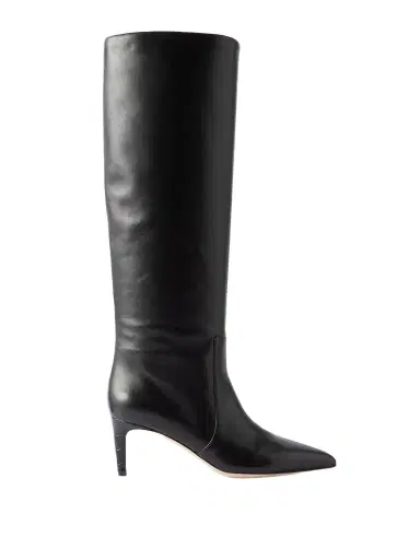 Paris Texas Stiletto 60 Croc-effect Trimmed Leather Knee Boots | Thumbnail 1