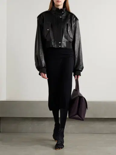 Khaite Kember Cropped Leather Bomber Jacket | Thumbnail 2 Khaite Kember Cropped Leather Bomber Jacket | Thumbnail 2