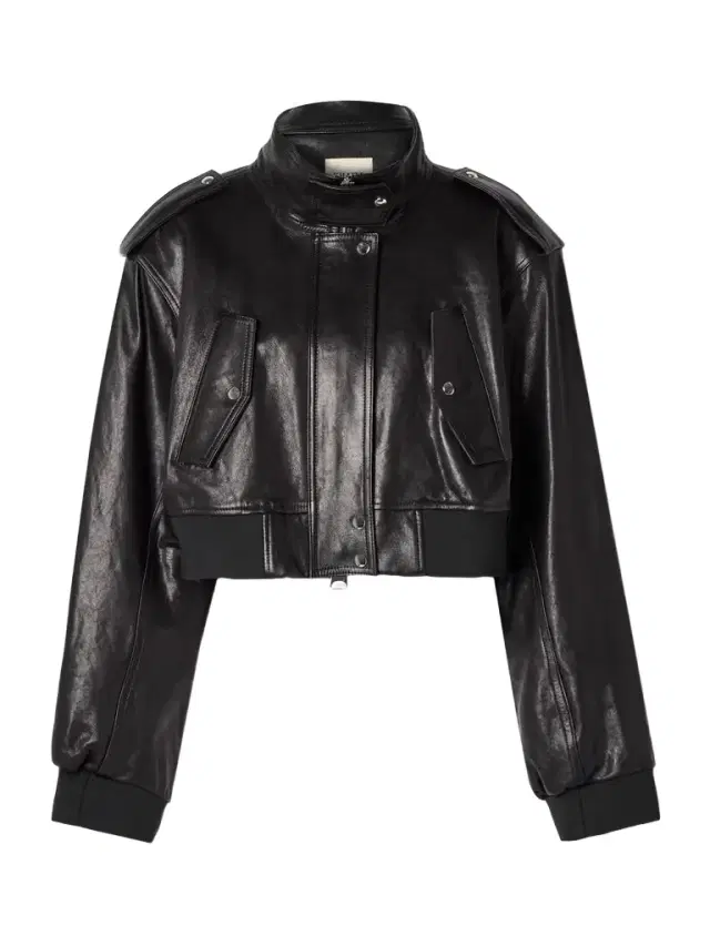 Kember Cropped Leather Bomber Jacket