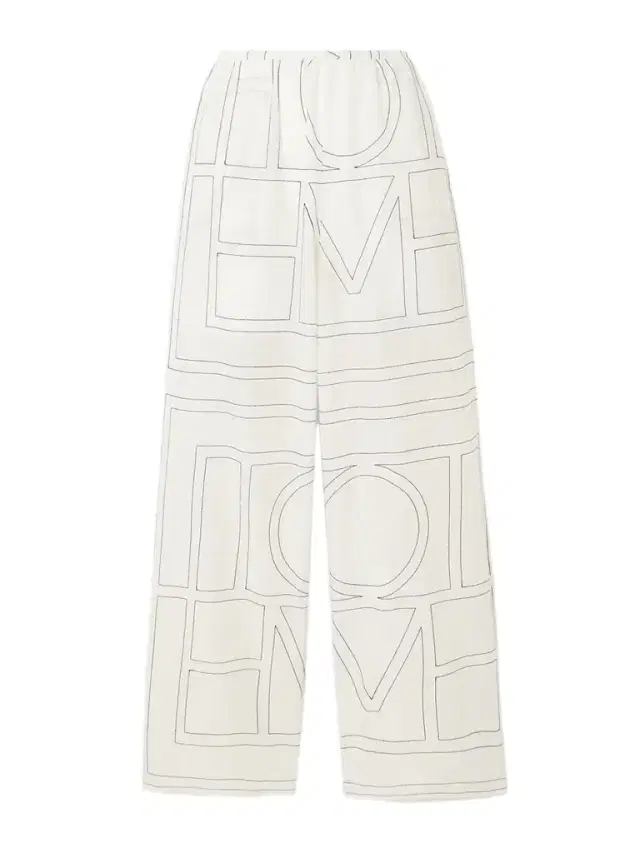 Embroidered Organic Cotton And Silk-blend Wide-leg Pants