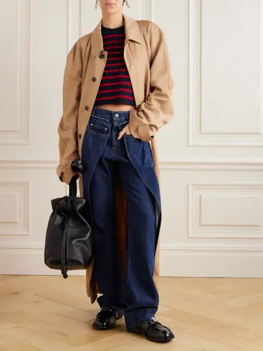 Loewe Cropped Oversized Striped Jacquard-knit Wool-blend Sweater - x small | Thumbnail 2