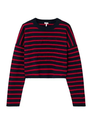 Loewe Cropped Oversized Striped Jacquard-knit Wool-blend Sweater - x small | Thumbnail 1