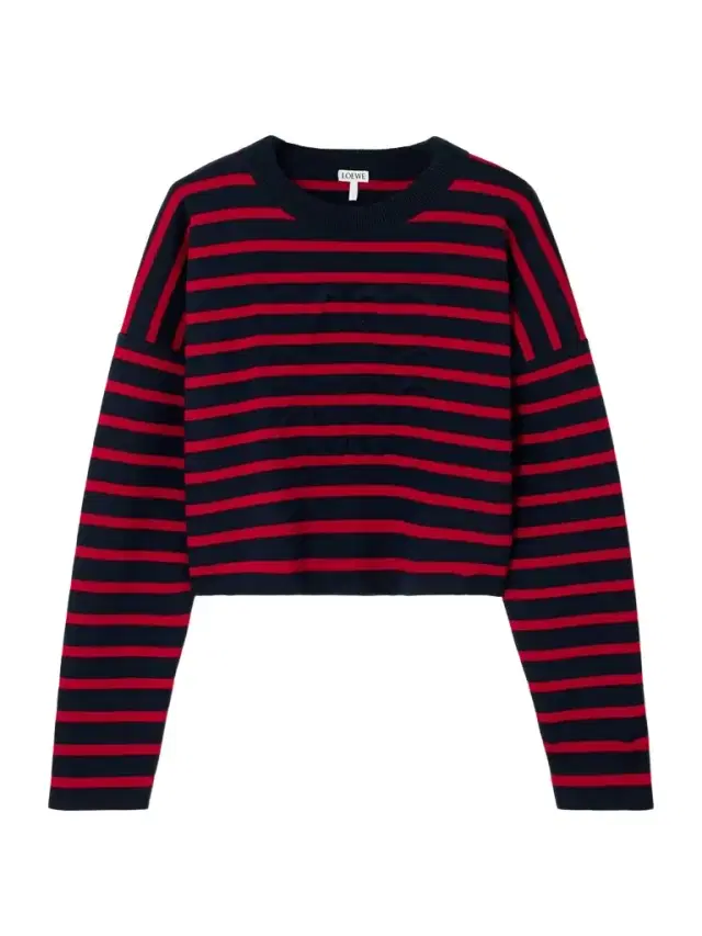 Cropped Oversized Striped Jacquard-knit Wool-blend Sweater - x small