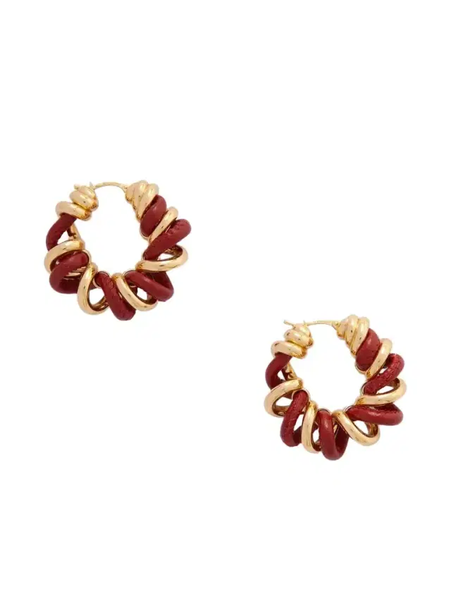 Gold Vermeil And Leather Hoop Earrings