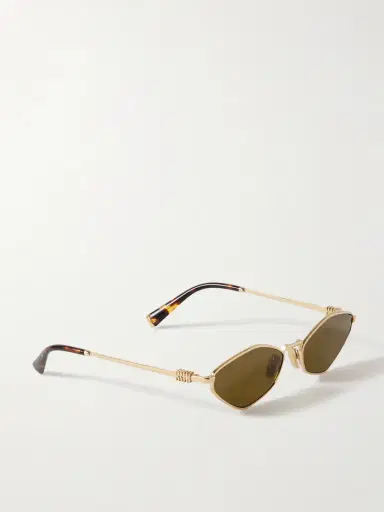 Miu Miu Eyewear Hexagon-frame Gold-tone Sunglasses | Thumbnail 3