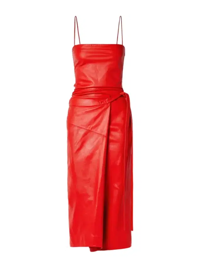 Delancy Wrap-effect Leather Midi Dress