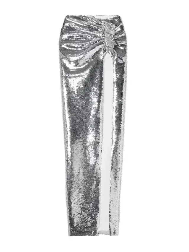Mia Gathered Sequined Tulle Maxi Skirt