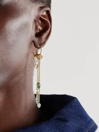 OLE LYNGGAARD COPENHAGEN Young Fish 18-karat Gold, Serpentine And Aquamarine Hoop Earrings | Thumbnail 2 OLE LYNGGAARD COPENHAGEN Young Fish 18-karat Gold, Serpentine And Aquamarine Hoop Earrings | Thumbnail 2