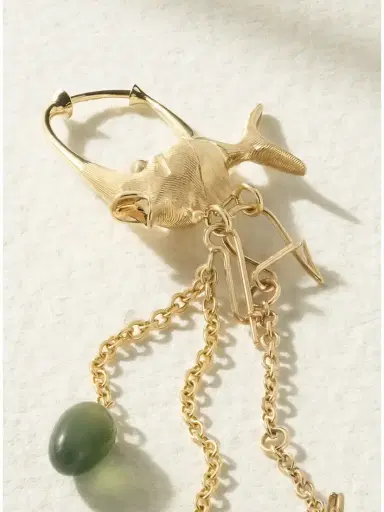 OLE LYNGGAARD COPENHAGEN Young Fish 18-karat Gold, Serpentine And Aquamarine Hoop Earrings | Thumbnail 3 OLE LYNGGAARD COPENHAGEN Young Fish 18-karat Gold, Serpentine And Aquamarine Hoop Earrings | Thumbnail 3